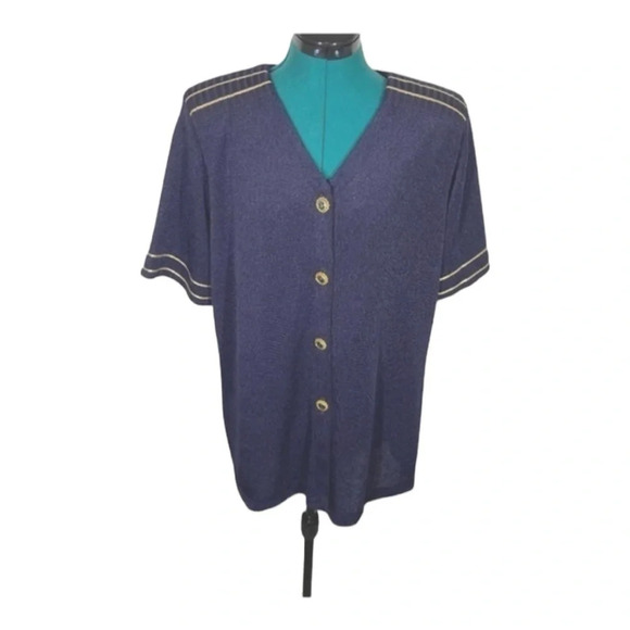 Vintage Nautical Style Short Sleeve Knit Top - Picture 3 of 6